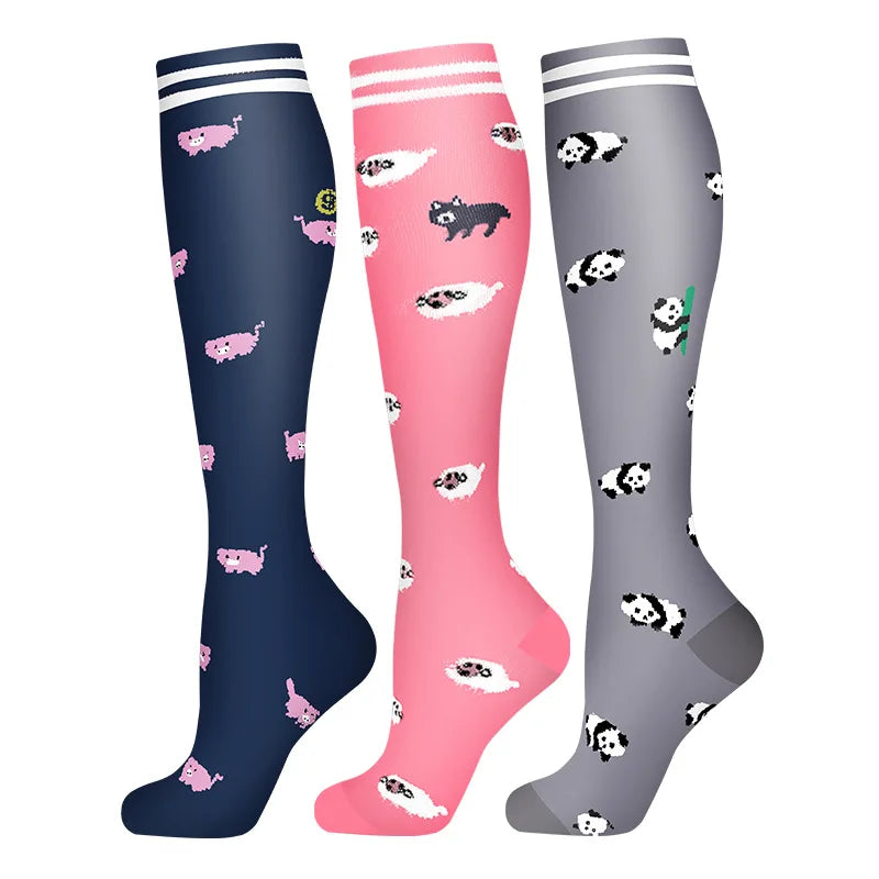 58 Styles 3 Pairs/Pack Compression Socks Knee High 30MmHg Women Men Sports Socks Edema Diabetes Varicose Veins Running Socks Quick Pick Grocers